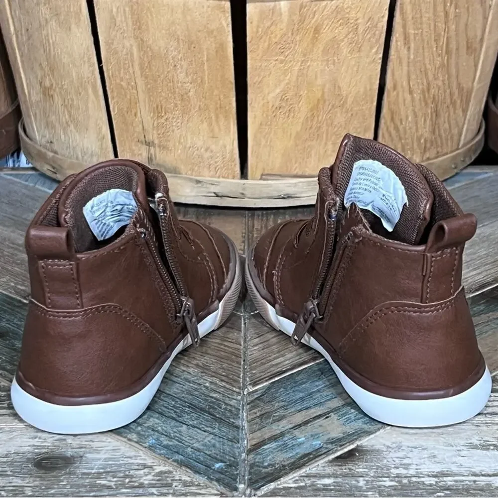 Wonder Nation High-Top Leather Hook-and-Loop Ankle Sneaker Boots Toddler Size 11